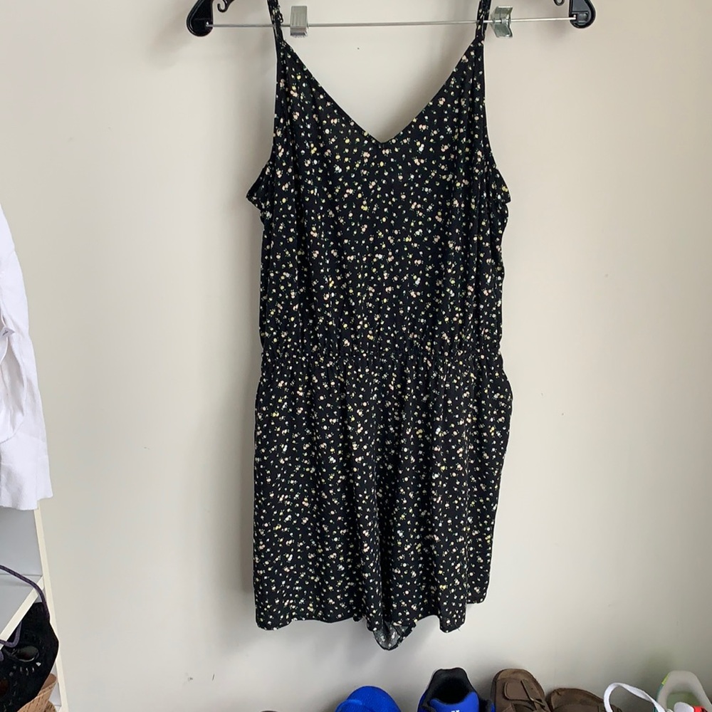 Black floral romper
